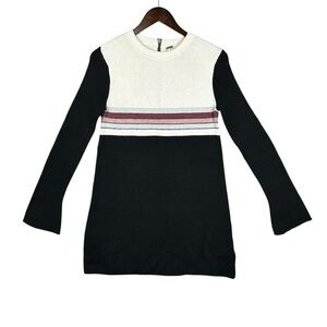 Free People Womens Black Colorblocked Striped Crewneck Sweater Dress Size Small